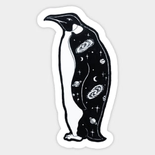 Penguin with Galactic Coat Illustration Sticker